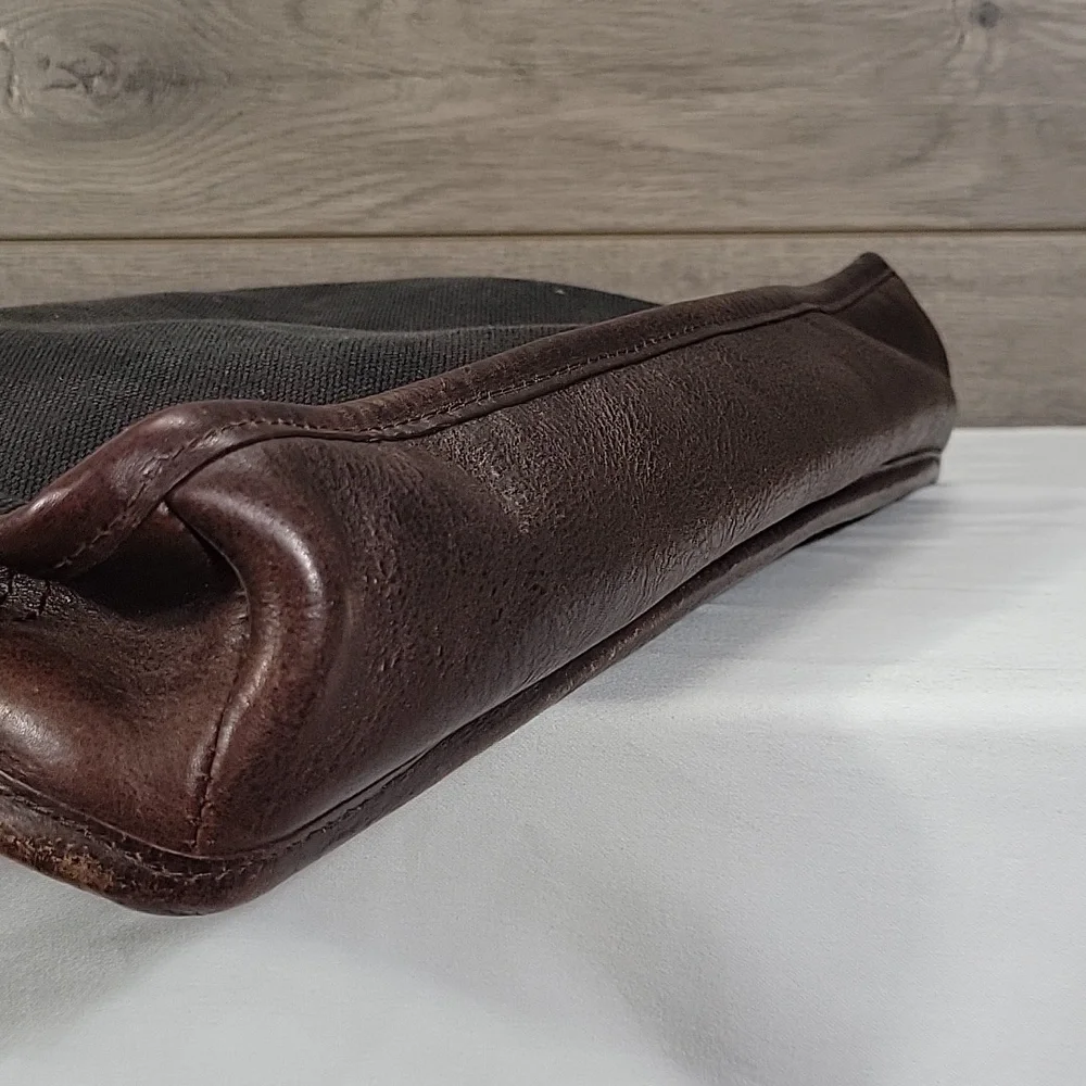 Will Leather Goods Black Brown Canvas Leather Briefcase Messenger Bag Tote